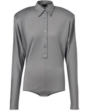 Mugler Jersey Polo Bodysuit - Gray