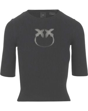 Pinko Logo Detailed Cropped Jumper - Grey