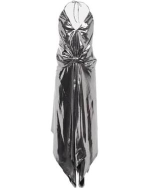 Alexandre Vauthier Halterneck Metallic Midi Dress - White