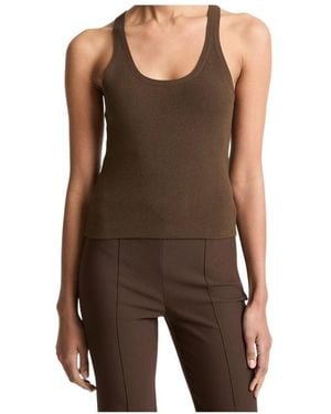 Vince Scoop-Neck Ribbed Tank Top - Brown