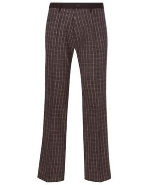 Wales Bonner Country Checked Linen-Blend Straight Trousers - Brown