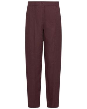 Marella Linen Canvas Chino Trousers - Purple