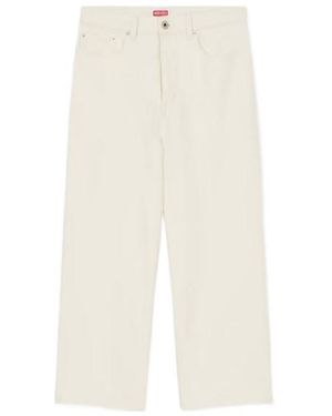 KENZO Cropped Fit Wide Leg Jeans - White