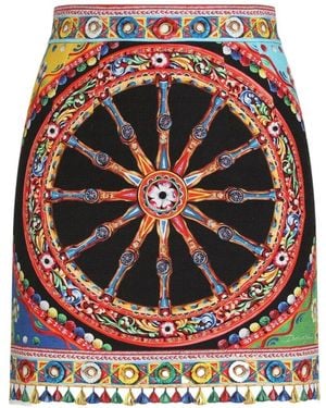 Dolce & Gabbana Carretto-Print Fabric Skirt - Red