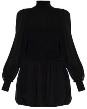 FRAME Sheer-Sleeve Mini Dress - Black
