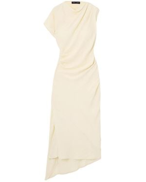 Proenza Schouler Hallie Draped Ruched Twill Midi Dress - Natural
