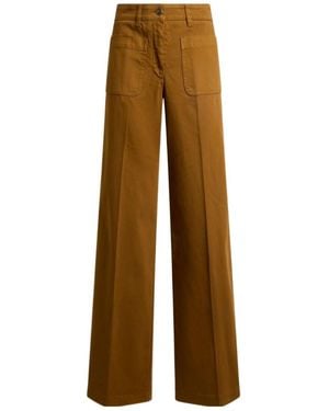 Etro Flared Denim Jeans With Pegaso Buttons - Brown