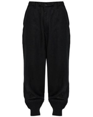Yohji Yamamoto Ribbed Cuff Trousers - Black