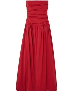 St. Agni Ruched Cotton Dress - Red