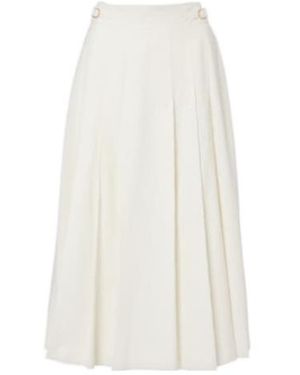Gabriela Hearst Wesley Pleated Cotton Corduroy Midi Skirt - White