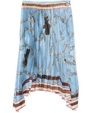 Acne Studios Pleated All-Over Print Midi Skirt - Blue