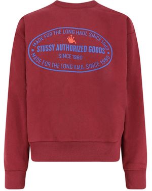 Stussy Long-Sleeved Crew Neck Sweatshirt - Red