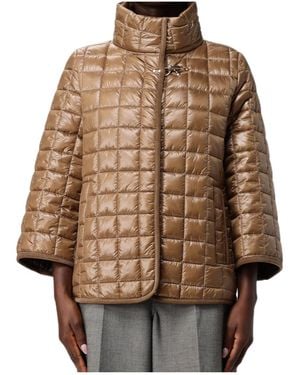 Fay Quilted Toggle Coat - Brown