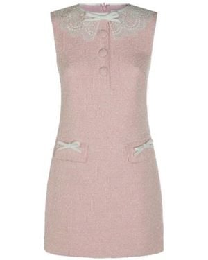 Self-Portrait Boucle Lace Collar Mini Dress - Pink