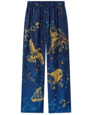 CASABLANCA Astrology Silk Twill Trousers - Blue