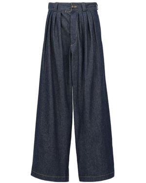 Maison Margiela Wide-Leg Pleated Jeans - Blue