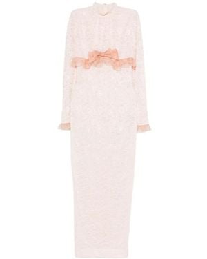 Alessandra Rich Bow Lace Dress - Pink