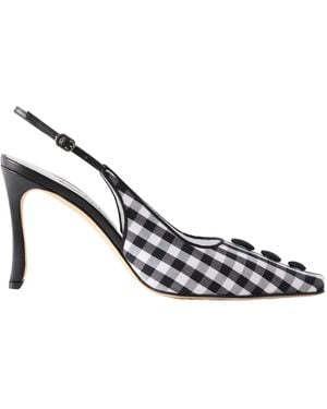 Manolo Blahnik Alexa 90 Embellished Gingham Woven Pumps - Metallic