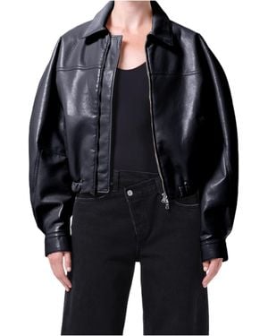 Agolde Dixon Cocoon Zip Bomber Jacket - Black