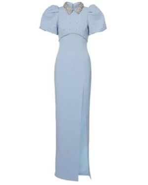 Rebecca Vallance Amery Embellished Puff-Sleeve Gown - Blue