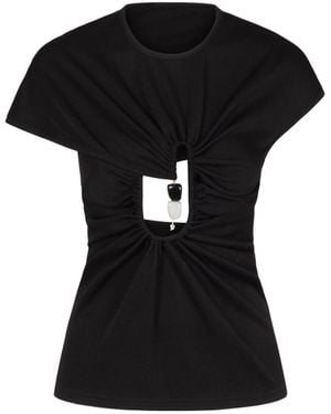 Christopher Esber Pleated T-Shirt - Black