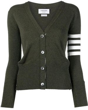 Thom Browne 4-Bar Classic V-Neck Cardigan - Green