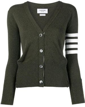 Thom Browne 4-Bar Classic V-Neck Cardigan - Green