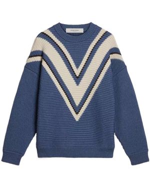 Golden Goose Light Jacquard Wool Jumper With Cream-Colored Pattern - Blue