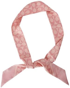 COACH Printed Silk Scarf - Pink
