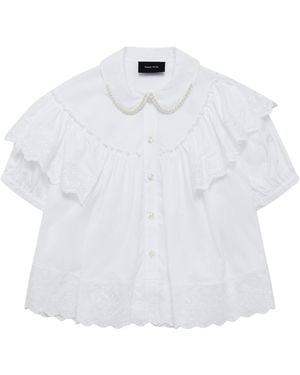 Simone Rocha Puff Sleeve Ruffle Shirt - White