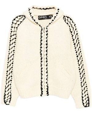 OPEN YY Stitch Knitted Hoodie - Natural