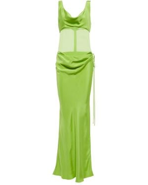 Christopher Esber Sheer-Detail Silk Satin Gown - Green