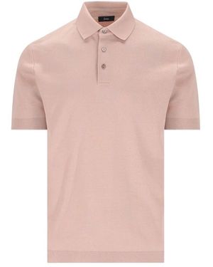Herno Cotton Polyester Short Polo - Pink