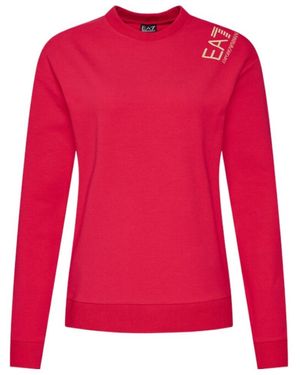 EA7 Logo Details Pullover Hoodie - Red