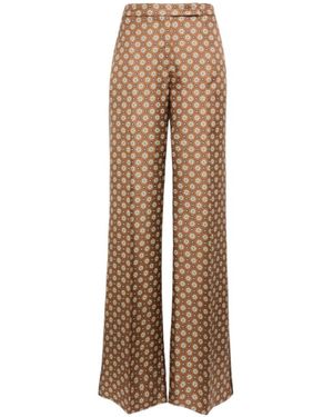 Dorothee Schumacher Printed Wide-Leg Silk Trousers - Brown