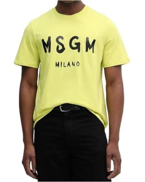 MSGM Logo-Detail T-Shirt - Yellow