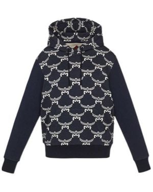 MCM Lauretos Monogram Hoodie In Organic Cotton - Blue