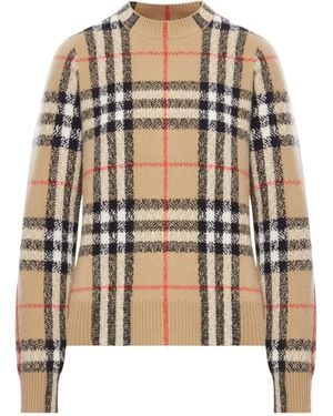 Burberry Check Pattern Crewneck Jumper - Multicolour