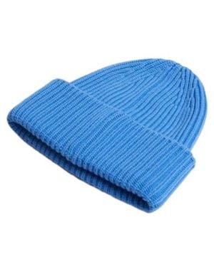 Moncler Logo Wool Cashmere Beanie - Blue