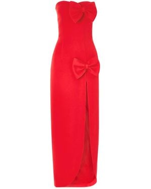 Alessandra Rich Strapless Bow-Decorated Dress - Red