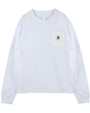 Sacai X Carhartt Wip Logo Patch Crewneck Sweatshirt - White