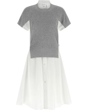 Sacai Paneled Crewneck Dress - Gray