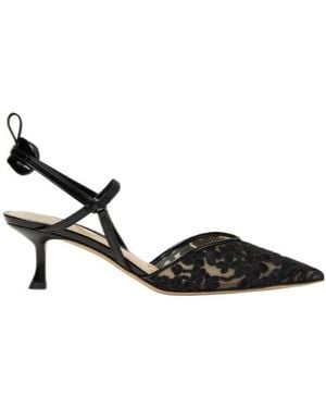 Fendi Tulle Medium-Heeled Slingbacks - Black