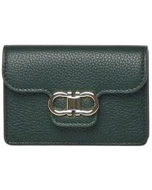 Ferragamo Gancini-Buckle Leather Wallet - Green