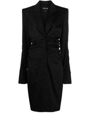Tom Ford Long-Sleeved Ruched Midi Dress - Black