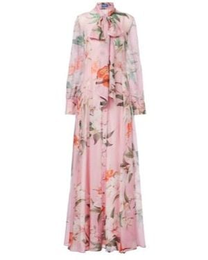 Leo Lilith Bow-Detail Floral Chiffon Maxi Dress - Pink