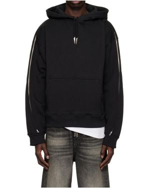 Mugler Zip-Details Hoodie - Black