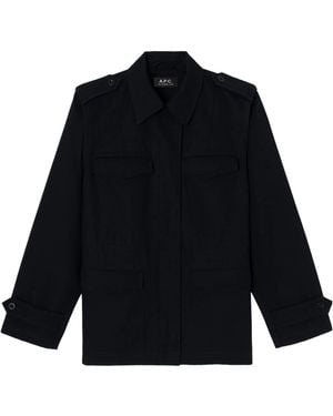 A.P.C. Long-Sleeved Belted Casual Jacket - Blue