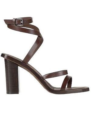 Max Mara Squaretoe Blockstrap Highheel Sandals - Metallic