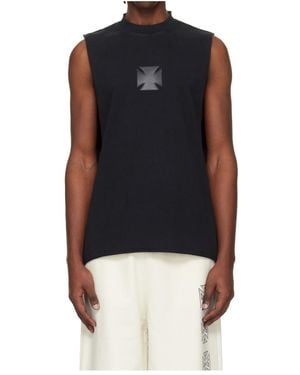 Vetements Leather Cross Vest With Motorcycle Logo - Blue